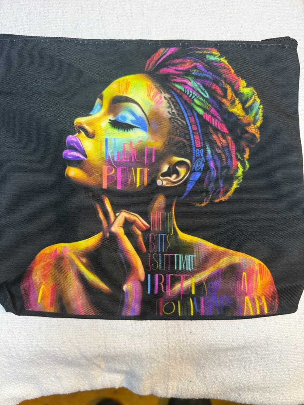 Colorful Afrocentric Art Cosmetic Pouch - Vibrant Multicolor